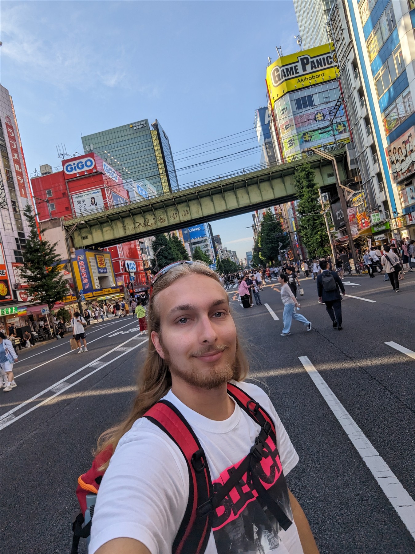 Elijah walking through Akihabara in Tokyo