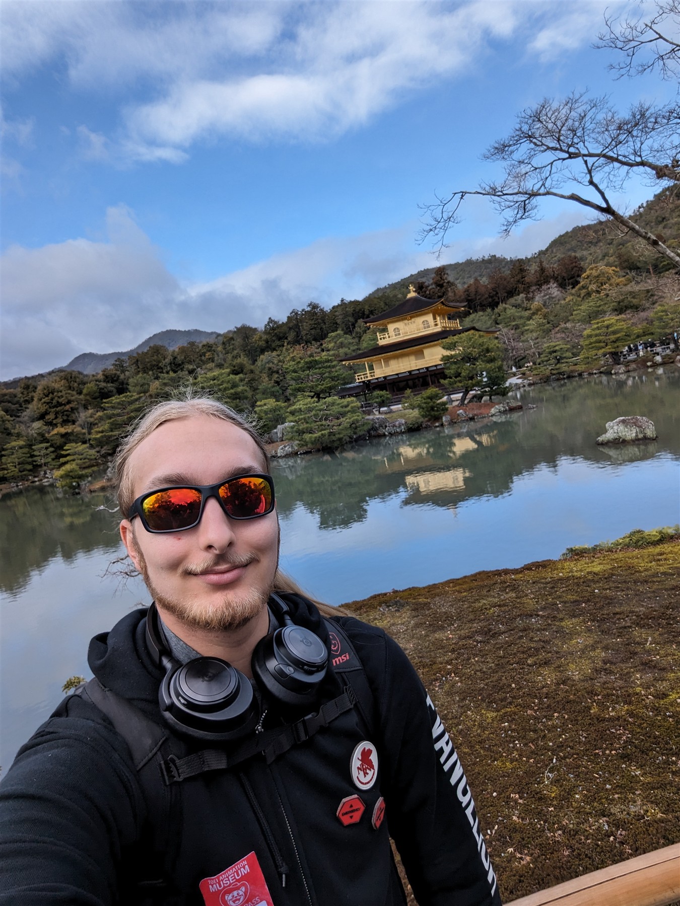 Elijah at Kinkaku-ji, the Golden Pavilion in Kyoto