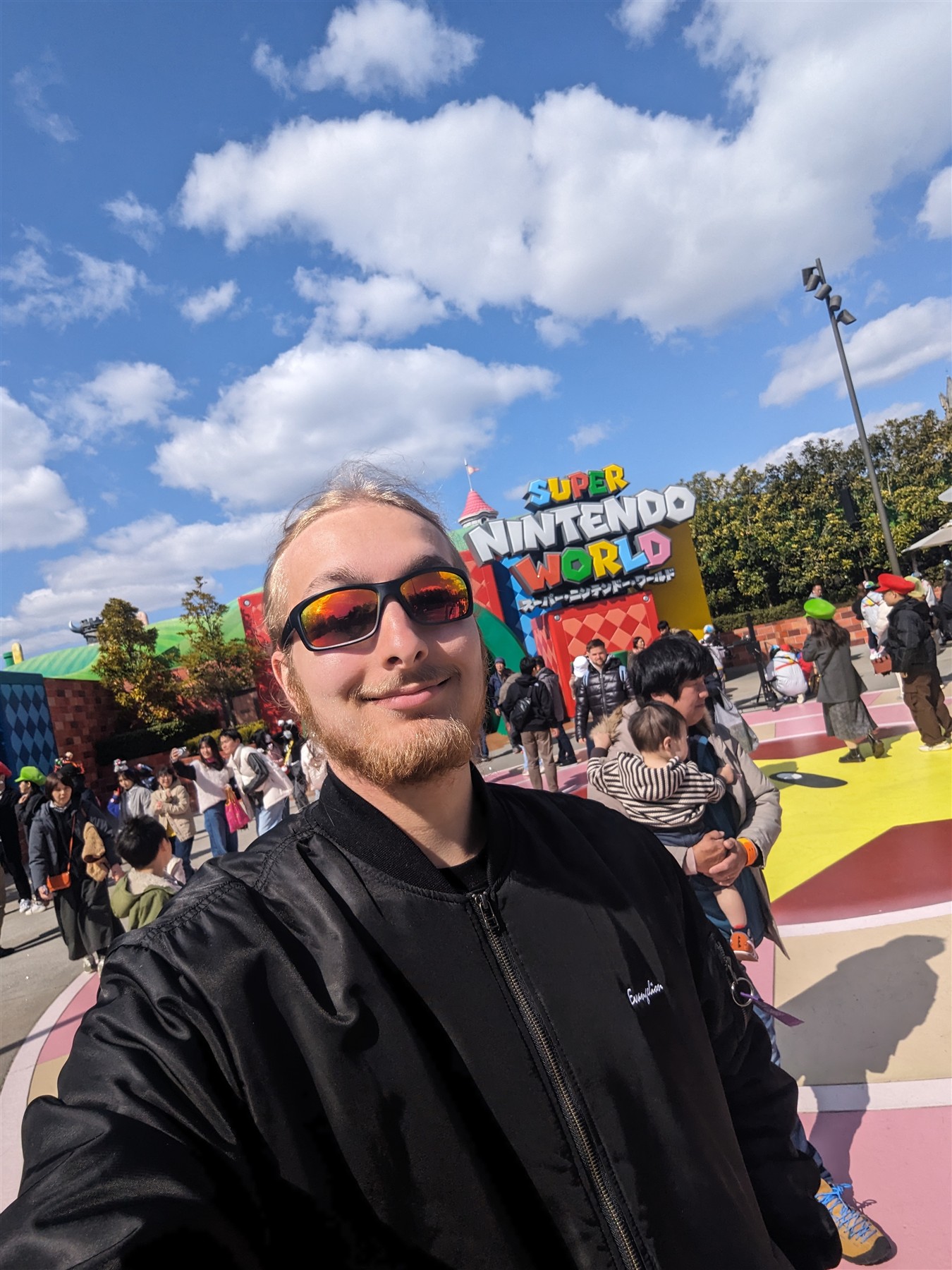 Elijah at the entrance to Super Nintendo World at Universal Studios Japan